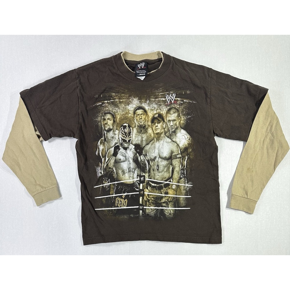 Vintage 2008 WWE Rey Mysterio John Cena Triple H Long Sleeve Shirt M Hybrid Tee